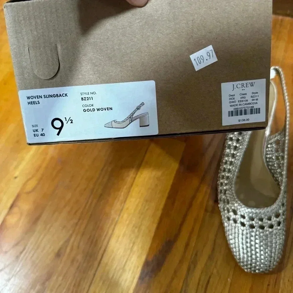 J.crew woven sling back heels 9.5